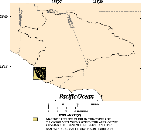  Selected land use in 1988 for the Oxnard quadrangle