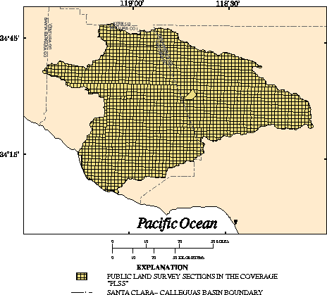 Public Land Survey System lines in Santa Clara-Calleguas Basin