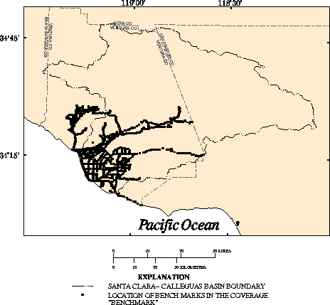 Location of selected bench marks