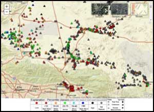 screenshop of the interactive California Active Groundwater Level Network map