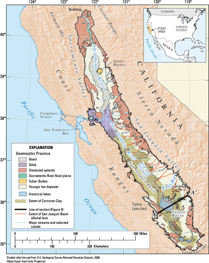 Major Geomorphic Provinces of California's Central Valley
