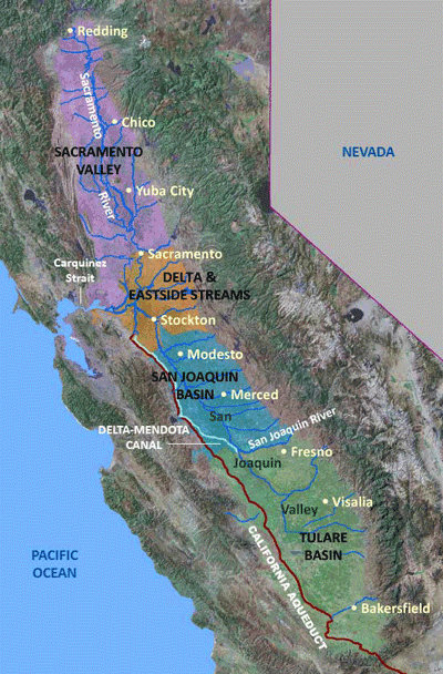Map of the four Central Valley Subregions