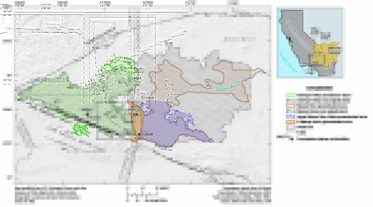 map depicting the study area along the boundary of Antelope Valley and Mojave River groundwater basins