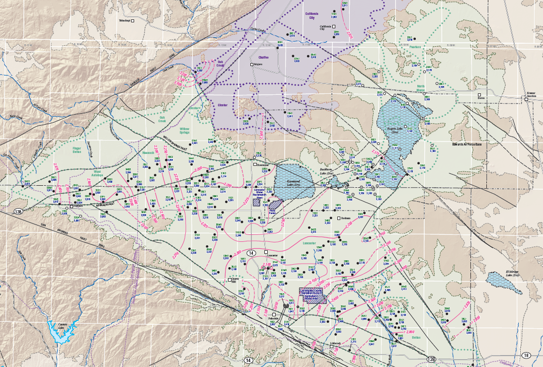 Map of the Antelope Valley groundwater level changes