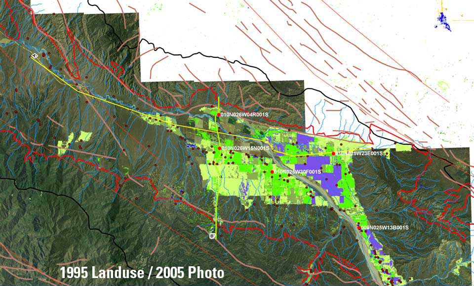 1992 topographical image of the Cuyama Valley, California depicting landuse