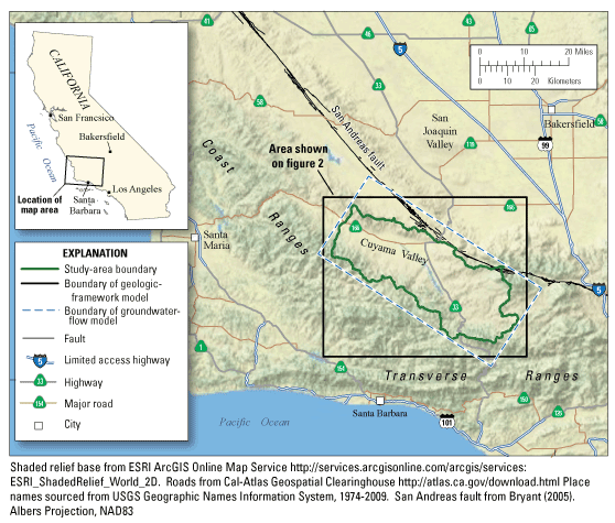 Location map of the Cuyama Valley, California