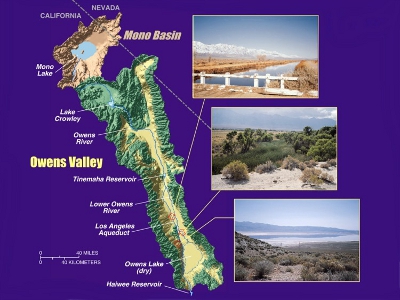 Diagram and photos of the Owens Valley
