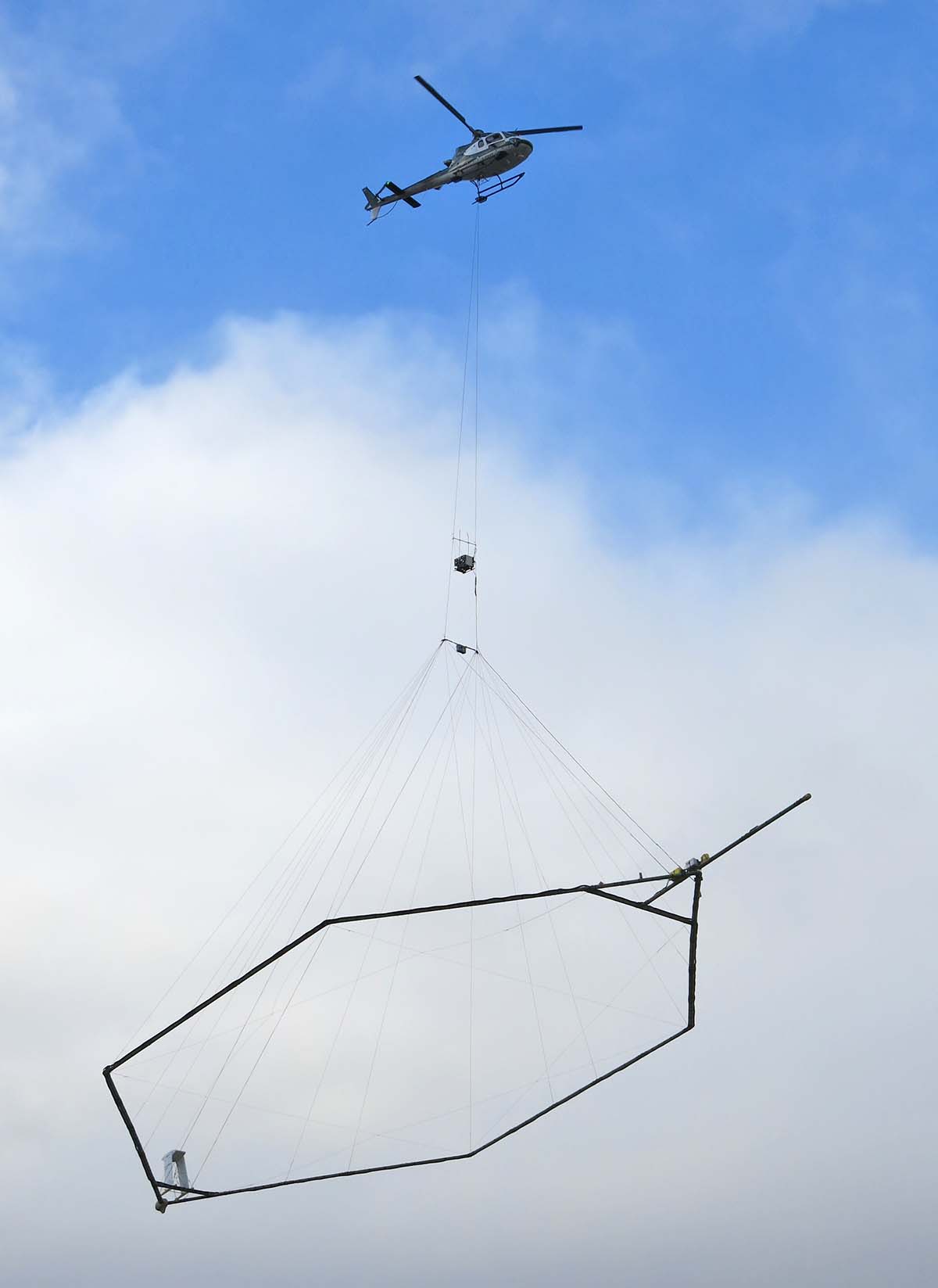Photo of a helicopter with electromagnetic equipment