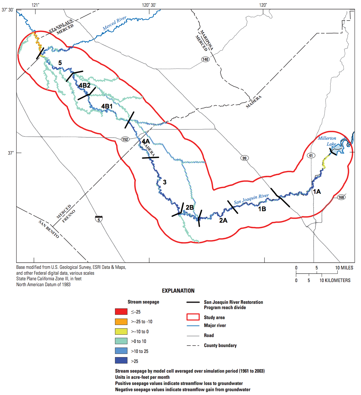 Map of the San Joaquin River groundwater flow model boundary